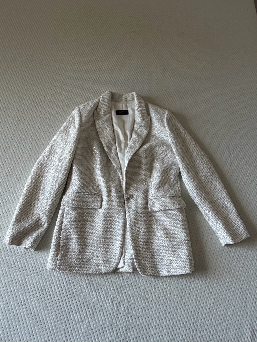 Marks & Spencer Cream Textured Single-Button Blazer Jacket